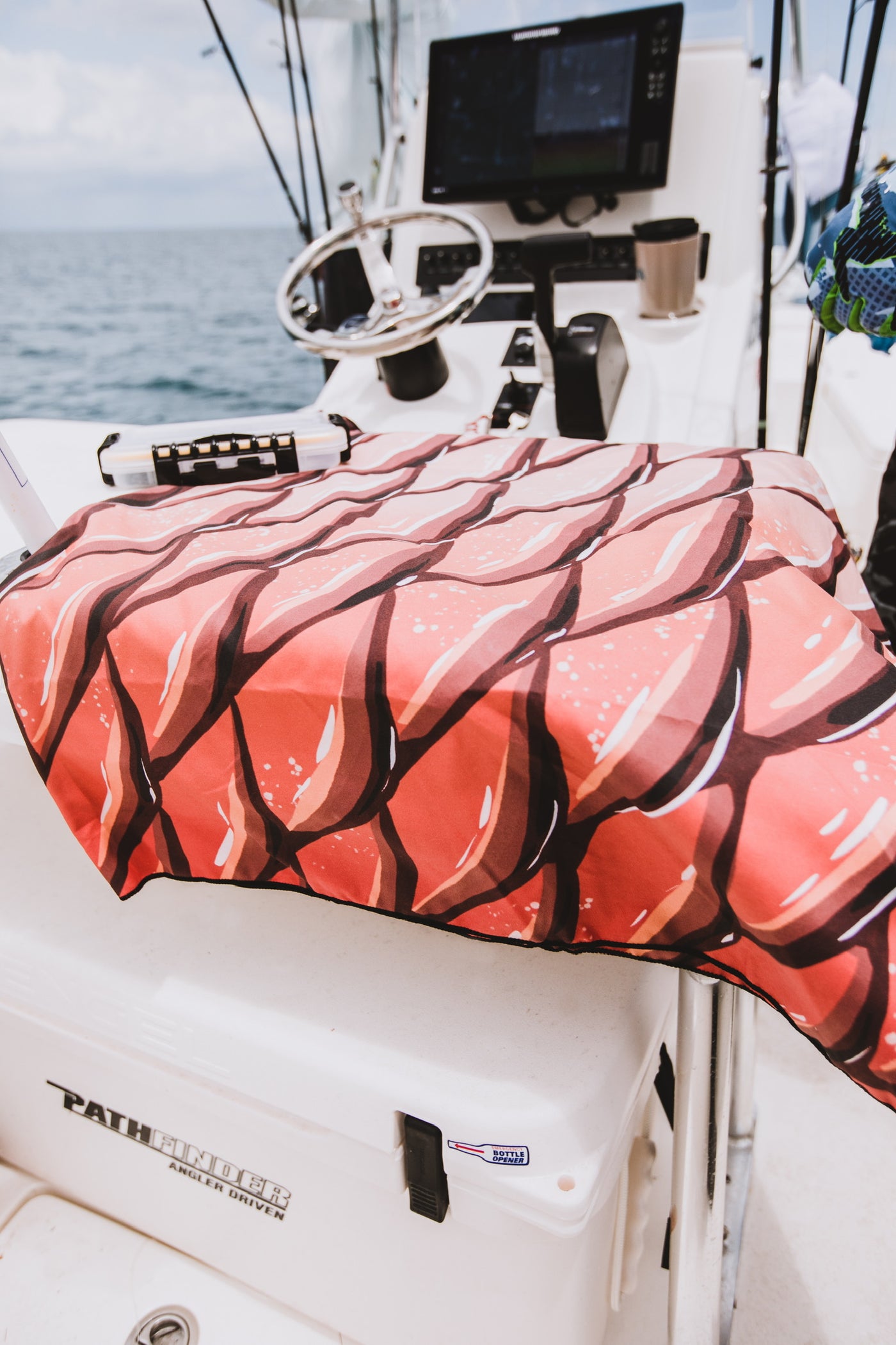 The Red Fishing Boat Hand Towel